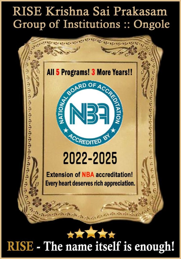 NBA accreditation extended for RISERPRA from 20222025 Rise Krishna Sai Prakasam Group Of