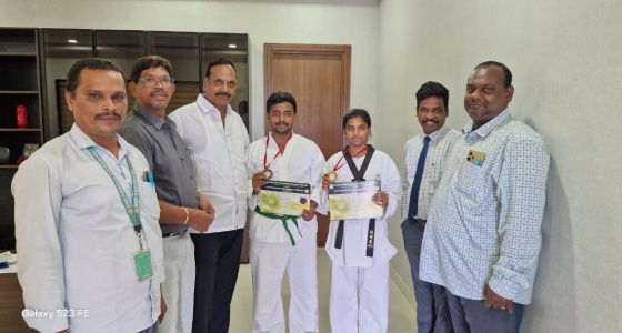 RISE students won medals in JNTUK Taekwondo.